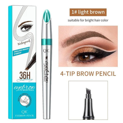 3D Waterproof Microblading Eyebrow Pen 4 Fork Tip Tattoo Pencil (Pack of 2)