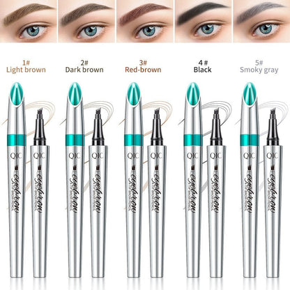 3D Waterproof Microblading Eyebrow Pen 4 Fork Tip Tattoo Pencil (Pack of 2)