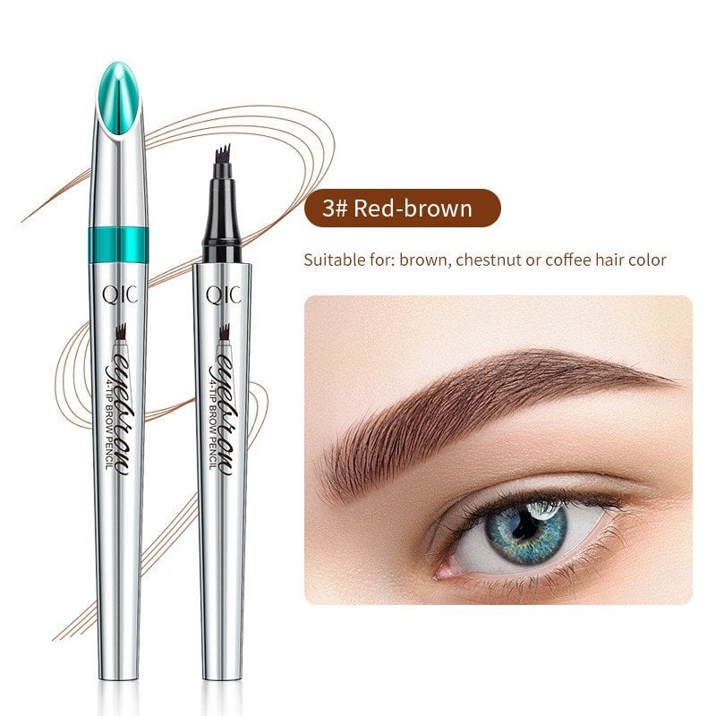 3D Waterproof Microblading Eyebrow Pen 4 Fork Tip Tattoo Pencil (Pack of 2)